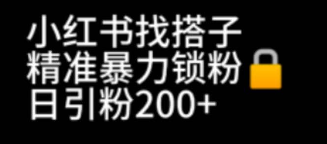 小红书找搭子暴力精准锁粉+引流日引200+精准粉汇创项目库-网创项目资源站-副业项目-创业项目-搞钱项目汇创项目库