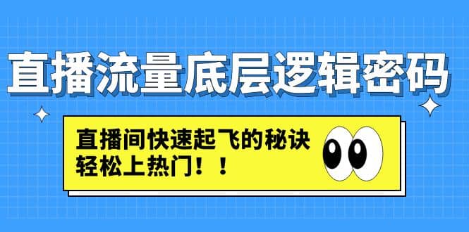 直播流量底层逻辑密码：直播间快速起飞的秘诀，轻松上热门汇创项目库-网创项目资源站-副业项目-创业项目-搞钱项目汇创项目库