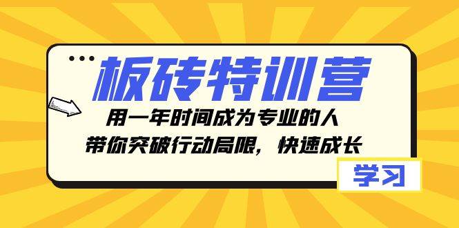 板砖特训营，用一年时间成为专业的人，带你突破行动局限，快速成长汇创项目库-网创项目资源站-副业项目-创业项目-搞钱项目汇创项目库