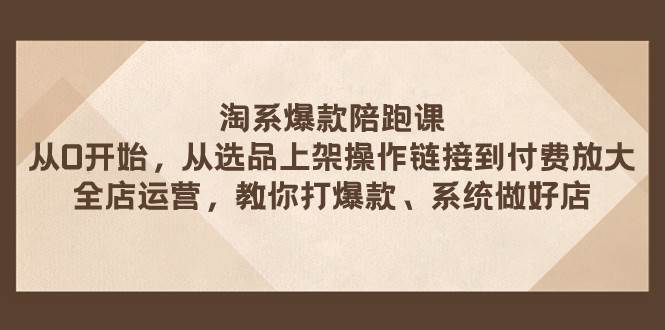 淘系爆款陪跑课 从选品上架操作链接到付费放大 全店运营 打爆款 系统做好店汇创项目库-网创项目资源站-副业项目-创业项目-搞钱项目汇创项目库