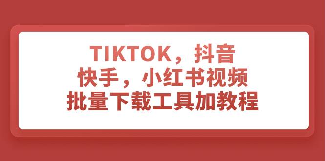 TIKTOK，抖音，快手，小红书视频批量下载工具加教程汇创项目库-网创项目资源站-副业项目-创业项目-搞钱项目汇创项目库