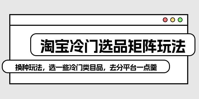 淘宝冷门选品矩阵玩法：换种玩法，选一些冷门类目品，去分平台一点羹汇创项目库-网创项目资源站-副业项目-创业项目-搞钱项目汇创项目库