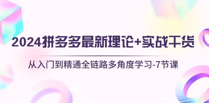 2024拼多多 最新理论+实战干货，从入门到精通全链路多角度学习-7节课汇创项目库-网创项目资源站-副业项目-创业项目-搞钱项目汇创项目库