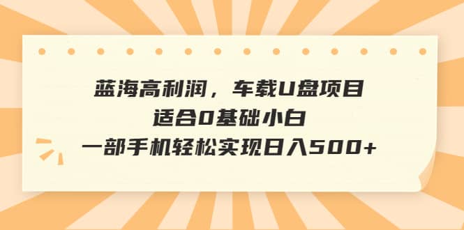 蓝海高利润，车载U盘项目，适合0基础小白，一部手机轻松实现日入500+汇创项目库-网创项目资源站-副业项目-创业项目-搞钱项目汇创项目库