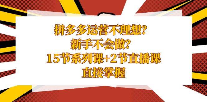 拼多多运营不理想？新手不会做？15节系列课+2节直播课，直接掌握汇创项目库-网创项目资源站-副业项目-创业项目-搞钱项目汇创项目库