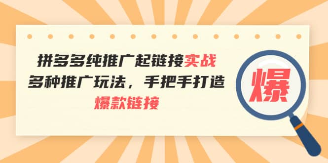 拼多多纯推广起链接实战：多种推广玩法，手把手打造爆款链接汇创项目库-网创项目资源站-副业项目-创业项目-搞钱项目汇创项目库