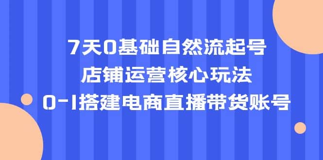 7天0基础自然流起号，店铺运营核心玩法，0-1搭建电商直播带货账号汇创项目库-网创项目资源站-副业项目-创业项目-搞钱项目汇创项目库