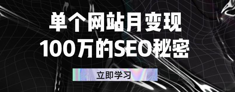 单个网站月变现100万的SEO秘密，百分百做出赚钱站点汇创项目库-网创项目资源站-副业项目-创业项目-搞钱项目汇创项目库