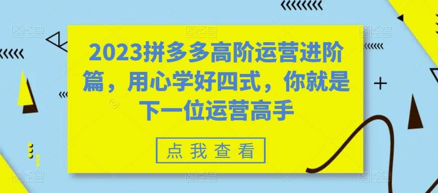 2023拼多多高阶运营进阶篇，用心学好四式，你就是下一位运营高手汇创项目库-网创项目资源站-副业项目-创业项目-搞钱项目汇创项目库