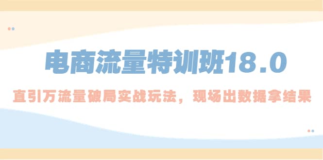 电商流量特训班18.0，直引万流量破局实操玩法，现场出数据拿结果汇创项目库-网创项目资源站-副业项目-创业项目-搞钱项目汇创项目库