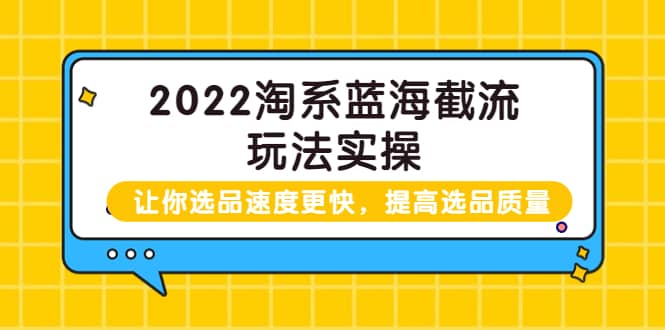 2022淘系蓝海截流玩法实操：让你选品速度更快，提高选品质量（价值599）汇创项目库-网创项目资源站-副业项目-创业项目-搞钱项目汇创项目库