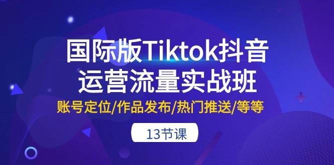 国际版Tiktok抖音运营流量实战班：账号定位/作品发布/热门推送/等等-13节汇创项目库-网创项目资源站-副业项目-创业项目-搞钱项目汇创项目库