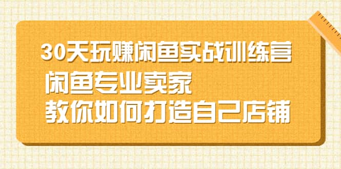 30天玩赚闲鱼实战训练营，闲鱼专业卖家教你如何打造自己店铺汇创项目库-网创项目资源站-副业项目-创业项目-搞钱项目汇创项目库