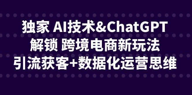 独家 AI技术ChatGPT解锁 跨境电商新玩法，引流获客+数据化运营思维汇创项目库-网创项目资源站-副业项目-创业项目-搞钱项目汇创项目库