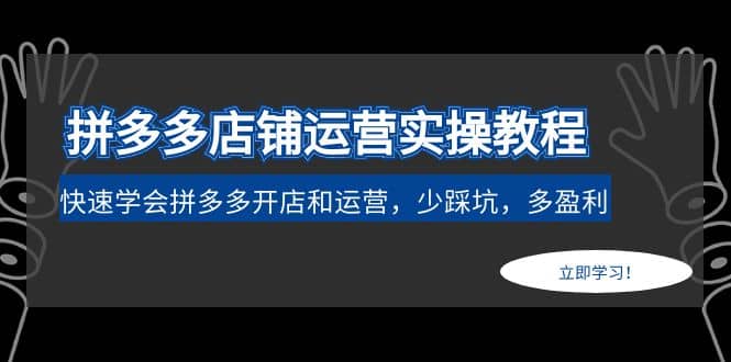 拼多多店铺运营实操教程：快速学会拼多多开店和运营，少踩坑，多盈利汇创项目库-网创项目资源站-副业项目-创业项目-搞钱项目汇创项目库