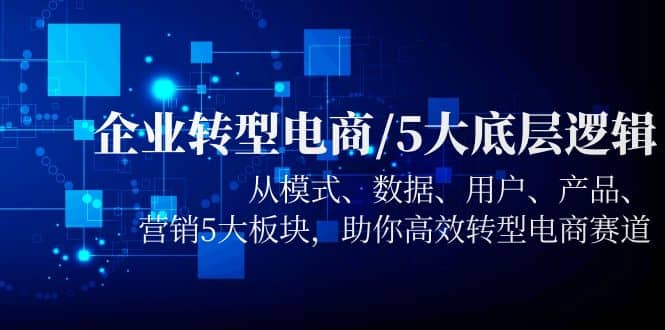 企业转型电商/5大底层逻辑，从模式 数据 用户 产品 营销5大板块，高效转型汇创项目库-网创项目资源站-副业项目-创业项目-搞钱项目汇创项目库