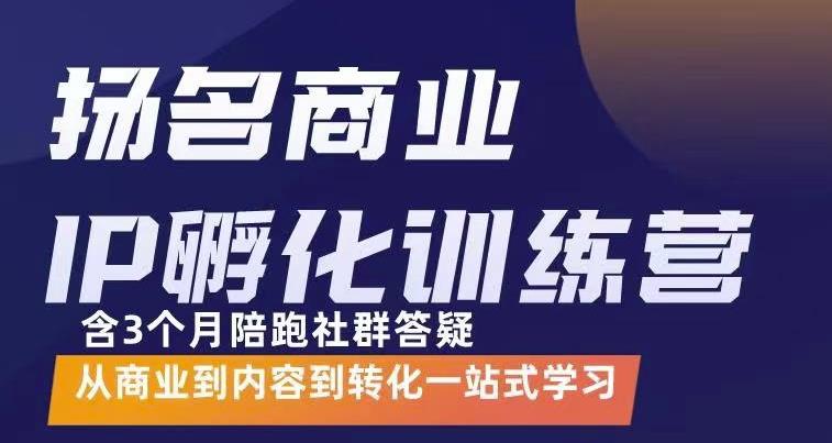 杨名商业IP孵化训练营，从商业到内容到转化一站式学 价值5980元汇创项目库-网创项目资源站-副业项目-创业项目-搞钱项目汇创项目库