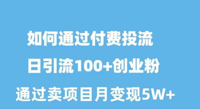 如何通过付费投流日引流100+创业粉月变现5W+汇创项目库-网创项目资源站-副业项目-创业项目-搞钱项目汇创项目库