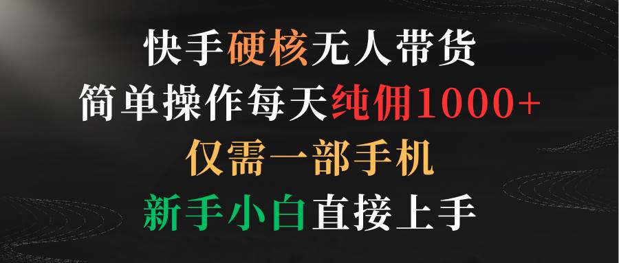 快手硬核无人带货，简单操作每天纯佣1000+,仅需一部手机，新手小白直接上手汇创项目库-网创项目资源站-副业项目-创业项目-搞钱项目汇创项目库