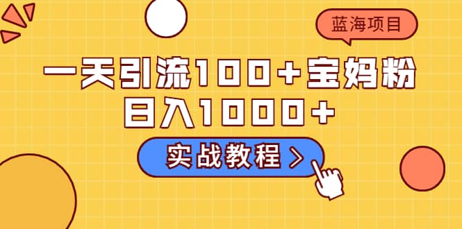 一天引流100+宝妈粉，日入1000+的蓝海项目（实战教程）汇创项目库-网创项目资源站-副业项目-创业项目-搞钱项目汇创项目库