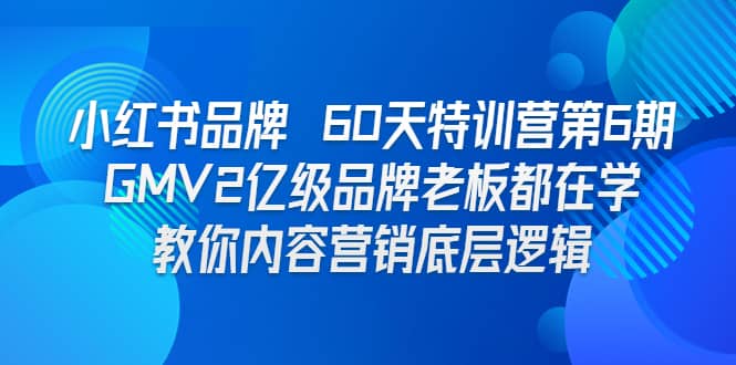 小红书品牌 60天特训营第6期 GMV2亿级品牌老板都在学 教你内容营销底层逻辑汇创项目库-网创项目资源站-副业项目-创业项目-搞钱项目汇创项目库