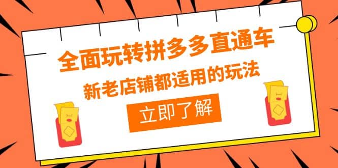 全面玩转拼多多直通车，新老店铺都适用的玩法（12节精华课）汇创项目库-网创项目资源站-副业项目-创业项目-搞钱项目汇创项目库