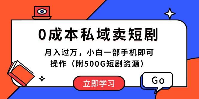 0成本私域卖短剧，月入过万，小白一部手机即可操作（附500G短剧资源）汇创项目库-网创项目资源站-副业项目-创业项目-搞钱项目汇创项目库