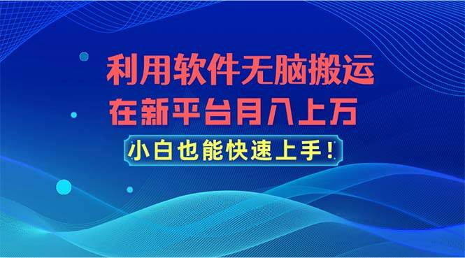 利用软件无脑搬运，在新平台月入上万，小白也能快速上手汇创项目库-网创项目资源站-副业项目-创业项目-搞钱项目汇创项目库