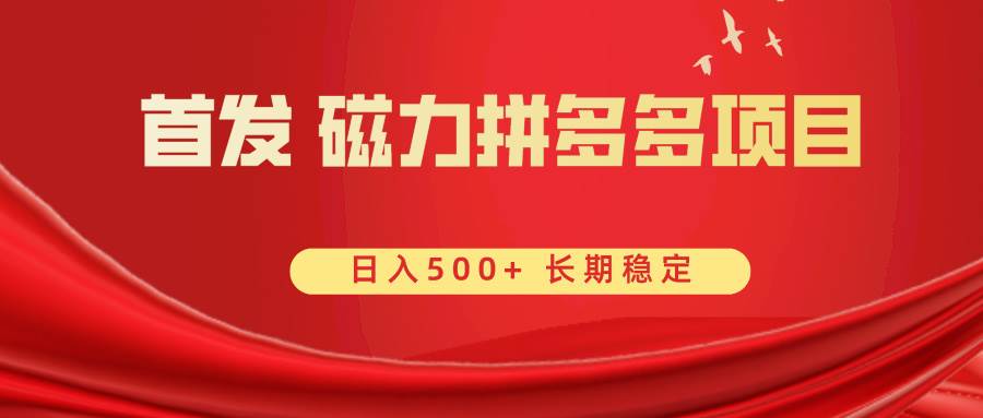 首发 磁力拼多多自撸  日入500+汇创项目库-网创项目资源站-副业项目-创业项目-搞钱项目汇创项目库