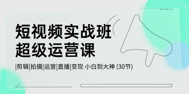 短视频实战班-超级运营课，|剪辑|拍摄|运营|直播|变现 小白到大神 (30节)汇创项目库-网创项目资源站-副业项目-创业项目-搞钱项目汇创项目库