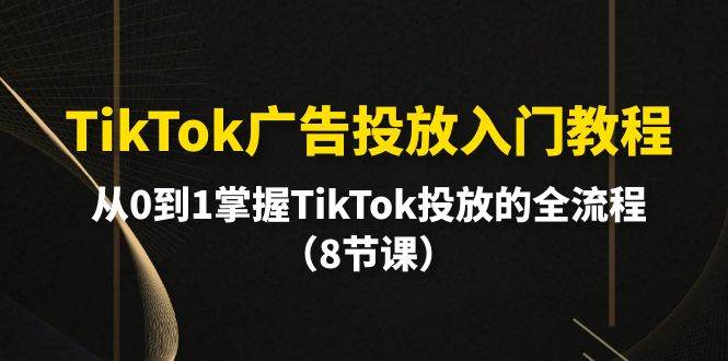 TikTok广告投放入门教程，从0到1掌握TikTok投放的全流程（8节课）汇创项目库-网创项目资源站-副业项目-创业项目-搞钱项目汇创项目库