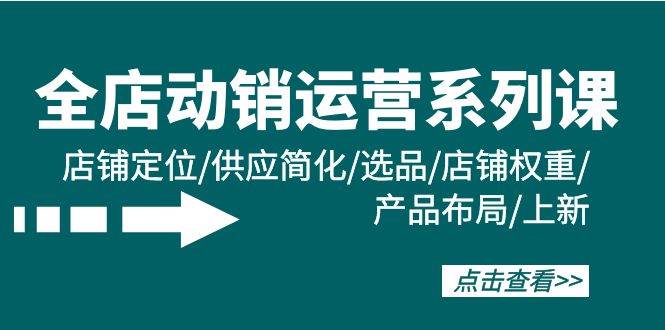 全店·动销运营系列课：店铺定位/供应简化/选品/店铺权重/产品布局/上新汇创项目库-网创项目资源站-副业项目-创业项目-搞钱项目汇创项目库