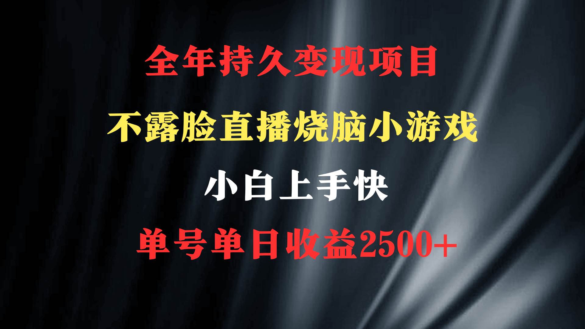 2024年 最优项目，烧脑小游戏不露脸直播  小白上手快 无门槛 一天收益2500+汇创项目库-网创项目资源站-副业项目-创业项目-搞钱项目汇创项目库