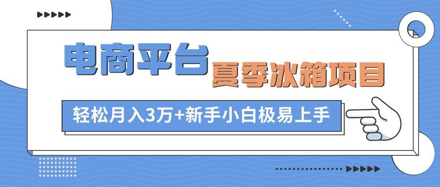 电商平台夏季冰箱项目，轻松月入3万+，新手小白极易上手汇创项目库-网创项目资源站-副业项目-创业项目-搞钱项目汇创项目库