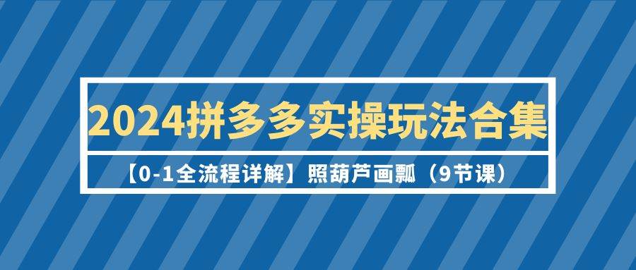 2024拼多多实操玩法合集【0-1全流程详解】照葫芦画瓢（9节课）汇创项目库-网创项目资源站-副业项目-创业项目-搞钱项目汇创项目库