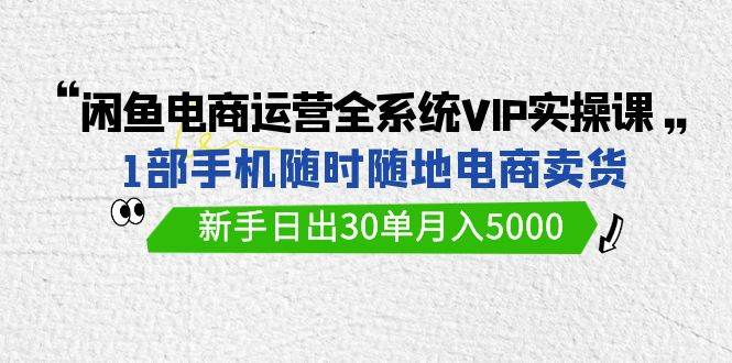 闲鱼电商运营全系统VIP实战课，1部手机随时随地卖货，新手日出30单月入5000汇创项目库-网创项目资源站-副业项目-创业项目-搞钱项目汇创项目库