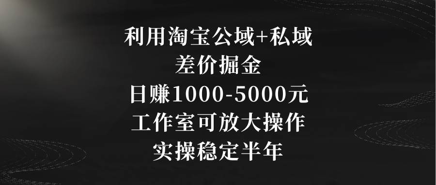 利用淘宝公域+私域差价掘金，日赚1000-5000元，工作室可放大操作，实操…汇创项目库-网创项目资源站-副业项目-创业项目-搞钱项目汇创项目库