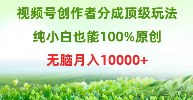 视频号创作者分成顶级玩法，纯小白也能100%原创，无脑月入10000+汇创项目库-网创项目资源站-副业项目-创业项目-搞钱项目汇创项目库