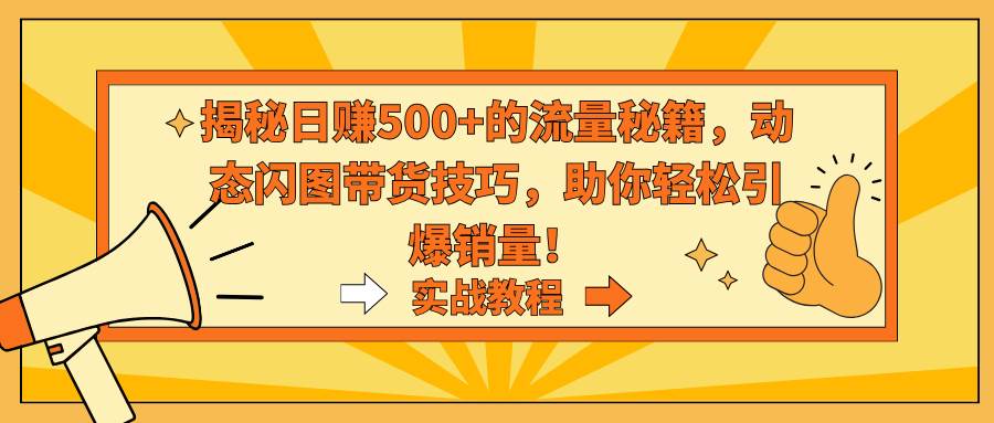 揭秘日赚500+的流量秘籍，动态闪图带货技巧，助你轻松引爆销量！汇创项目库-网创项目资源站-副业项目-创业项目-搞钱项目汇创项目库