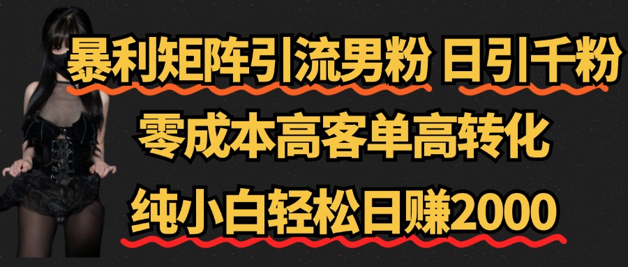 暴利矩阵引流男粉（日引千粉），零成本高客单高转化，纯小白轻松日赚2000+汇创项目库-网创项目资源站-副业项目-创业项目-搞钱项目汇创项目库