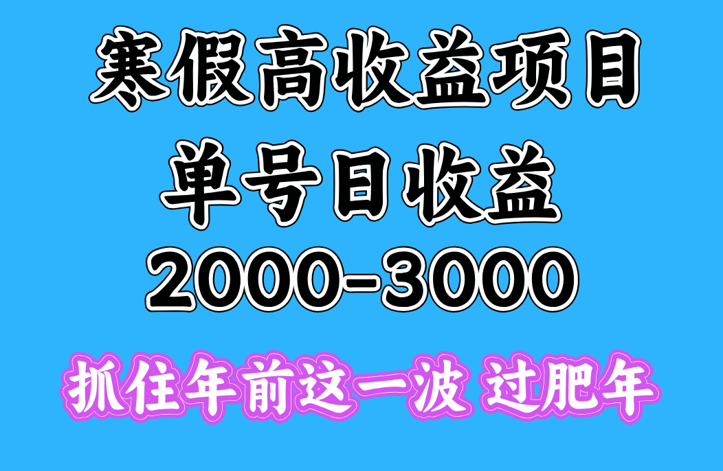 寒假期间一天收益2000-3000+，抓住年前这一波汇创项目库-网创项目资源站-副业项目-创业项目-搞钱项目汇创项目库