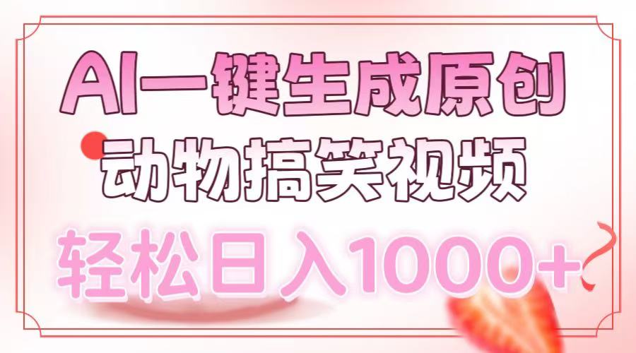 AI一键生成原创动物搞笑视频，轻松日入1000+汇创项目库-网创项目资源站-副业项目-创业项目-搞钱项目汇创项目库