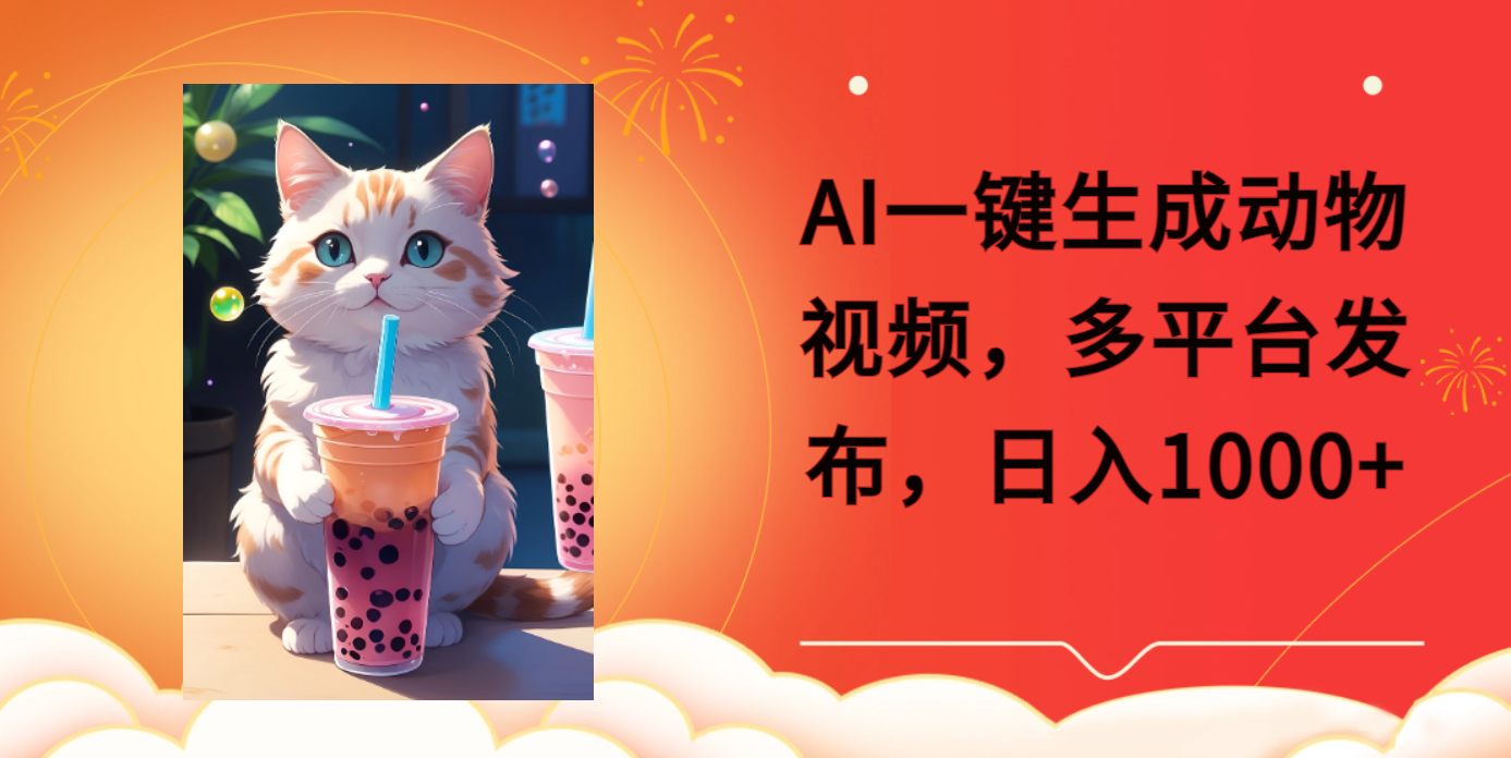 AI一键生成动物搞笑视频，多平台发布，轻松破千万播放，日入2000+汇创项目库-网创项目资源站-副业项目-创业项目-搞钱项目汇创项目库