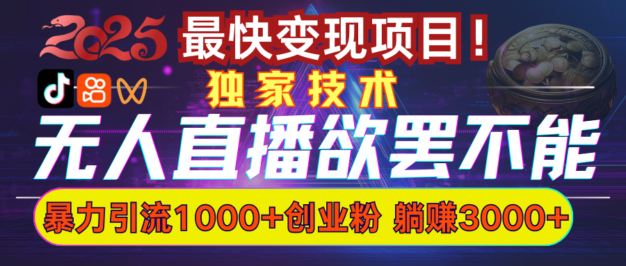 欲罢不能的无人直播引流，超暴力日引流1000+高质量精准创业粉汇创项目库-网创项目资源站-副业项目-创业项目-搞钱项目汇创项目库