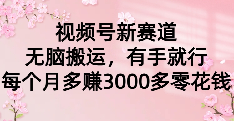 视频号新赛道，无脑搬运，有手就行，每个月多赚3000多零花钱汇创项目库-网创项目资源站-副业项目-创业项目-搞钱项目汇创项目库